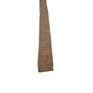 Vintage Tan Knit 100% Wool Square Tie‎ Classy Eclectic Grandpa Preppy Trendy